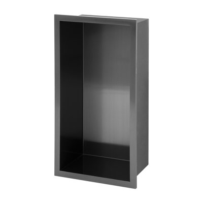 Niche de douche encastrée 13 po x 7 po en acier inoxydable noir avec cadre imperméable