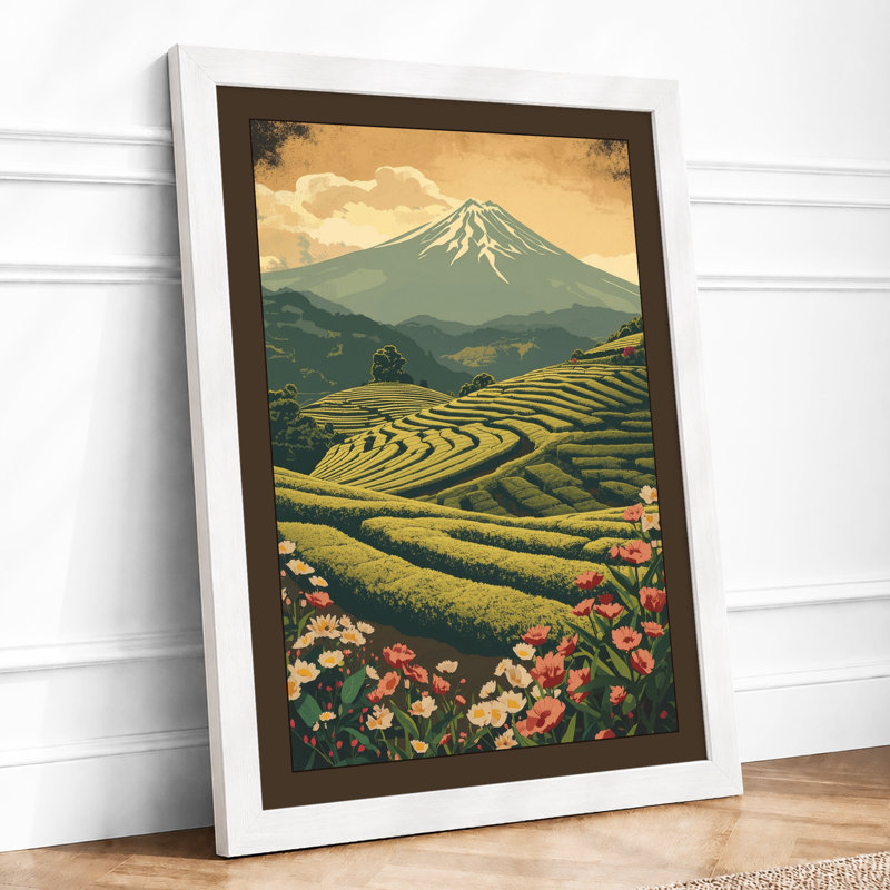 Mountain And Fields Japandi - Print, A2 - 59.4 x 42.0 cm, White