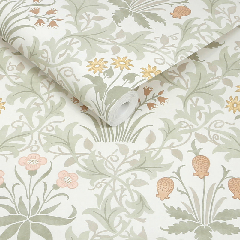 William Morris Celandine Forest Wallpaper, Pink/Gray