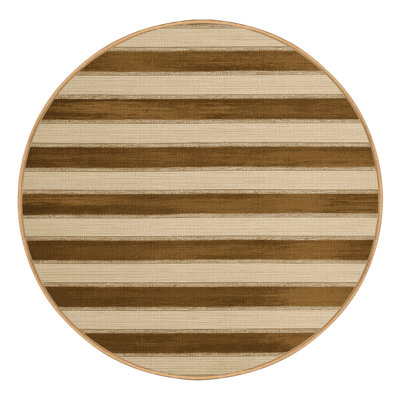 Machine Washable Horizontal Stripes Brown Area Rug