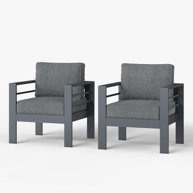 Metal Outdoor Lounge Chair, Dark Grey