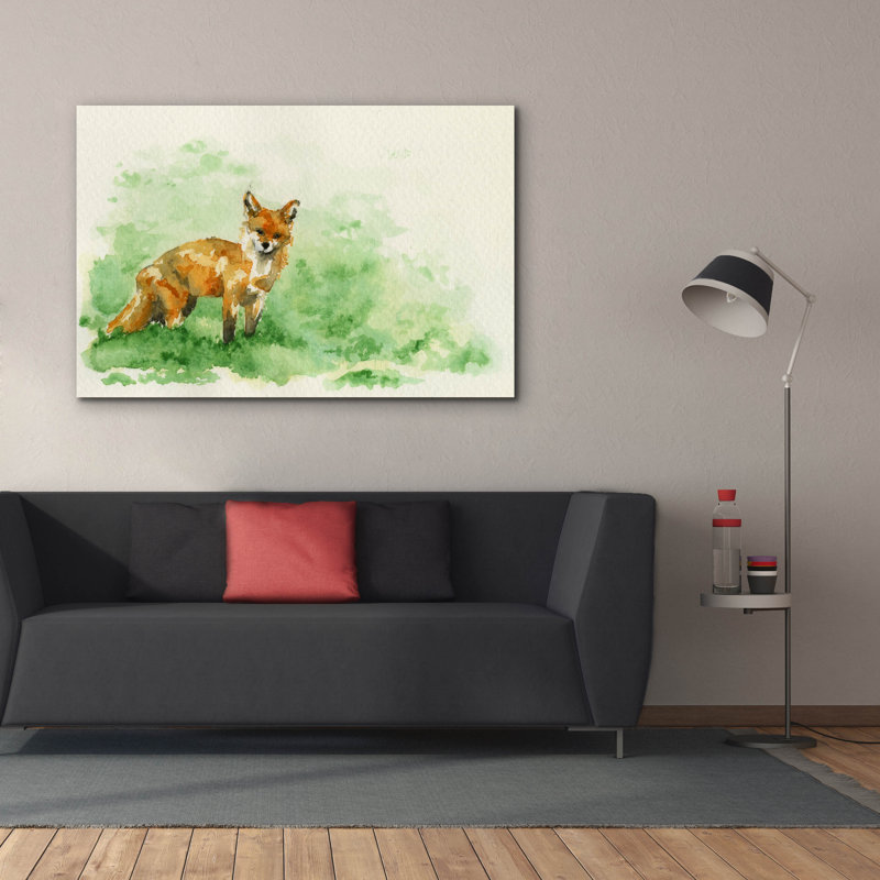 Toile épique Graffiti «Curious Fox - Floodwall» par Anika Goodhue, 60 po x 40 po