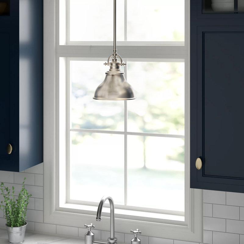 Luminaire suspendu simple en dôme Rosalyn, Nickel brossé, H 9 po x l 8 po x P 8 po