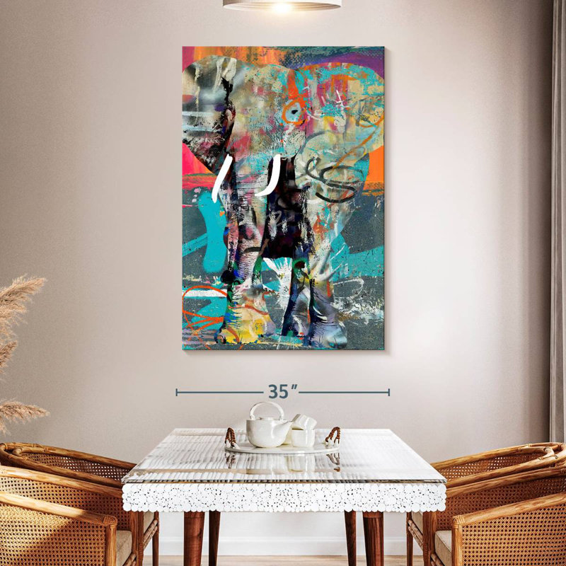 Brampt Elephant Graffiti, 51" H x 34" W