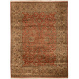 Wool Oriental Area Rug in Rust/Beige