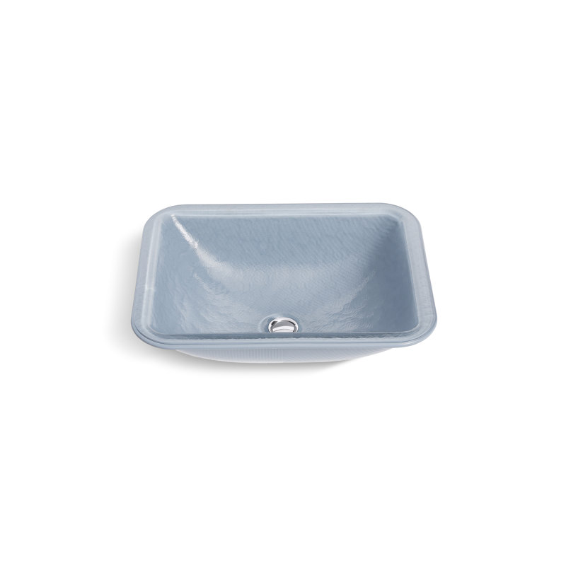 Yepsen Glass Undermount Bathroom Sink, Blue