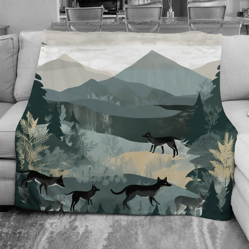 Wolf Wildlife Throw Blanket, 68" W x 80" L