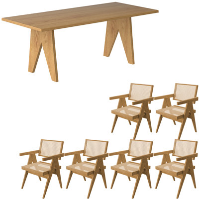 Ensemble de table de salle à manger simple en bois massif de style nordique