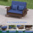2 PCS Wicker Loveseat & Storage Ottoman with  4-Level Backrest & Soft Cushion Navy-1740279393