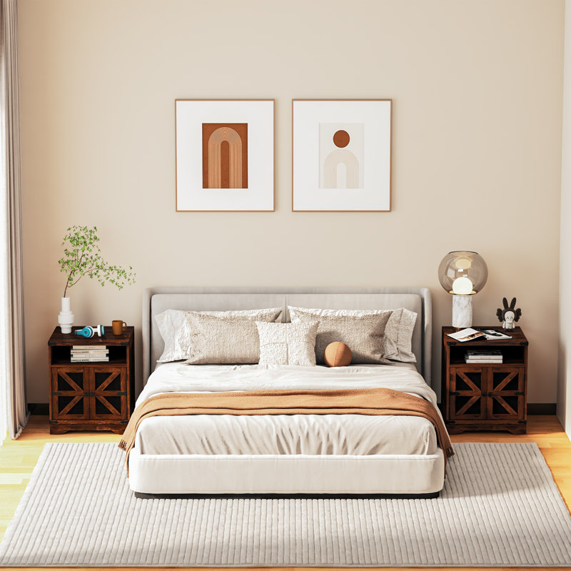 Brown Double-Door Nightstand