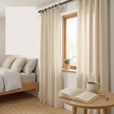 Linen Blend Semi Sheer Curtain Panel Pair