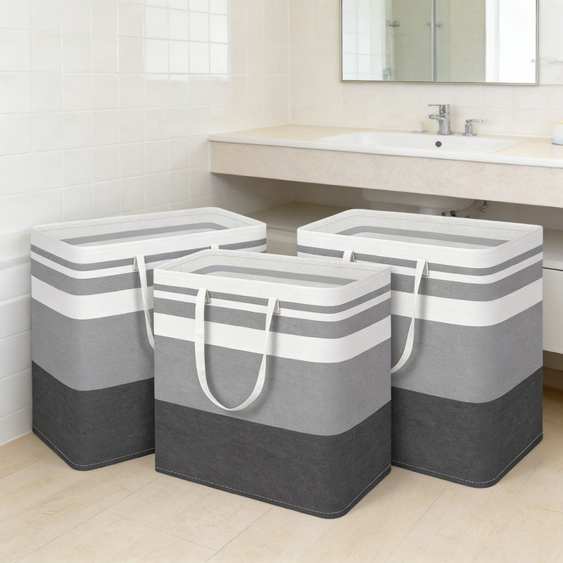 3-Pack Large Laundry Basket, Waterproof, Freestanding Laundry Hamper, 29.92" H x 21.65" W x 11.8" D