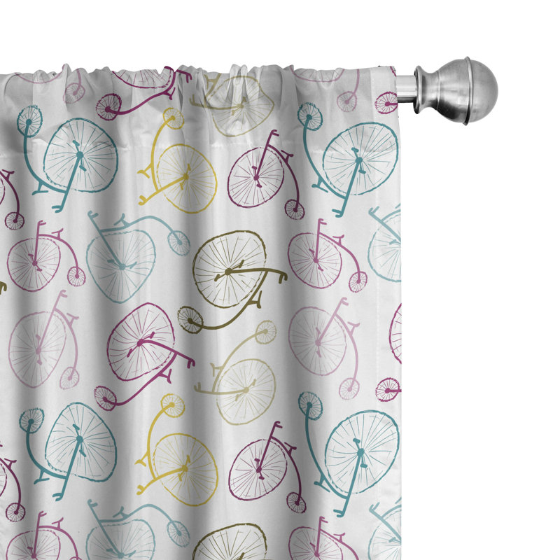 Bicycle Semi-Sheer Rod Pocket Curtain Panels, 28" x 84"