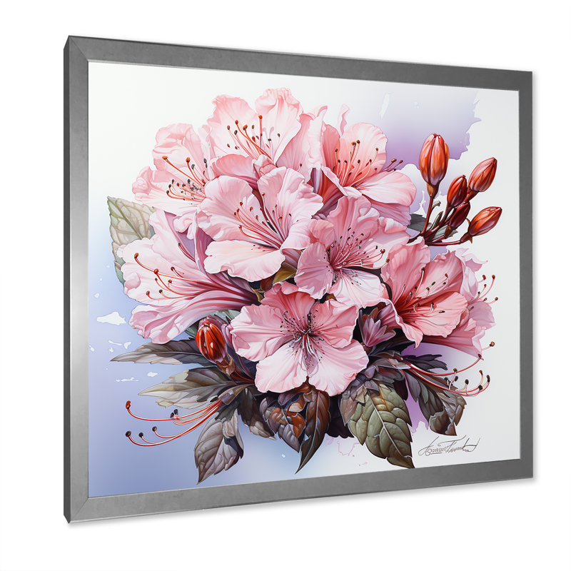 «Rhododendron Charm Bouquet In Winter», reproduction sur toile, Cadre simple argenté, H 36 po x l 36 po x P 1,5 po