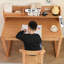 Bureau en bois massif avec bibliothèque intégrée et bureau à hauteur réglable pour la chambre à coucher-1164700308