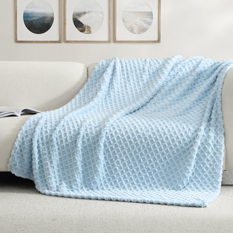 Jeté en jacquard Swift Home 50 po x 70 po - à pois / pompons, entrecroisé / losange / treillis et motifs à vagues - douillet, moelleux, doux, durable et facile d'entretien