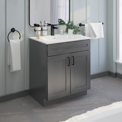 30'' Bathroom Vanity Sink Base Cabinet in Grey Shaker