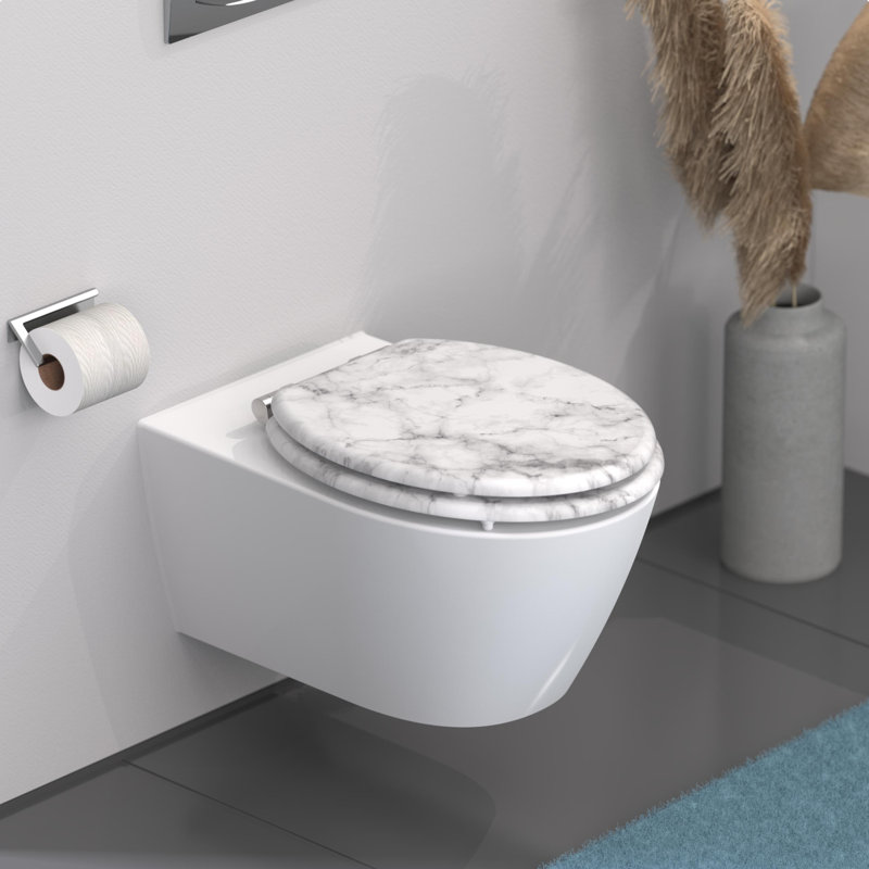 Schütte Toilet Seat Solid Wood MDF Brown, White/Grey