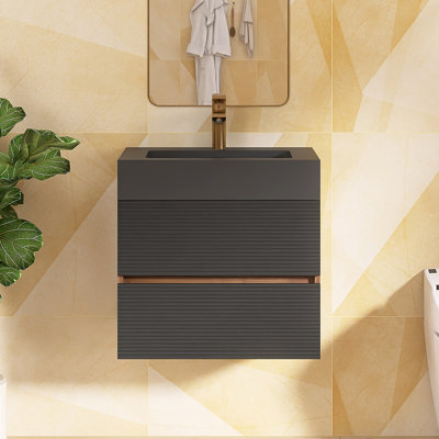 Meuble-lavabo mural simple 24 po avec comptoir en quartz 24 po