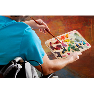«Man on Wheel Chair», peinture par Katarzynabialasiewicz - photographie sur toile tendue
