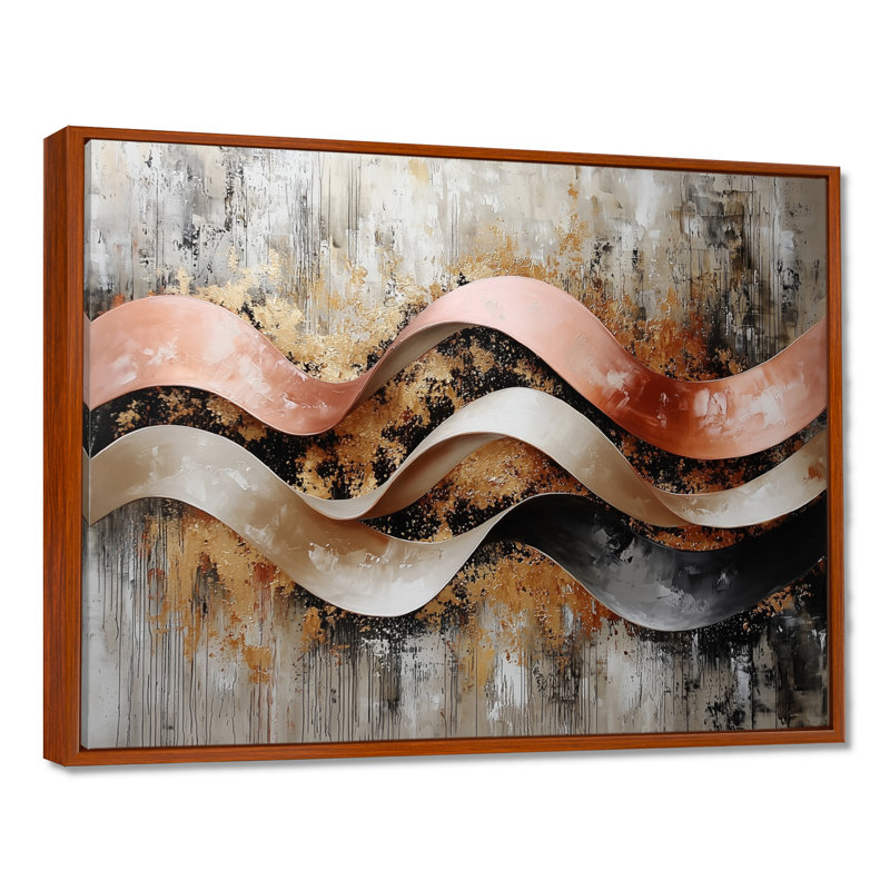 Nwamaka - Abstract Wall Art, H 30 po x l 40 po, Brun, Impression encadrée flottante