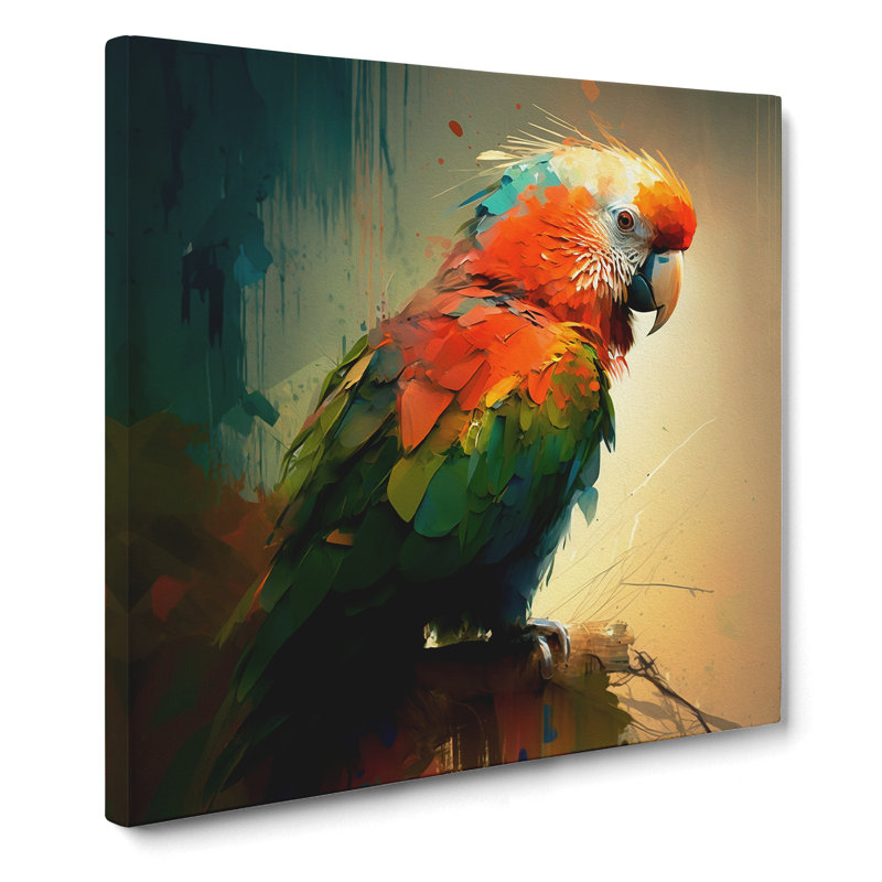 Parrot Expressionism - Wrapped Canvas, 35cm H x 35cm W x 3cm D
