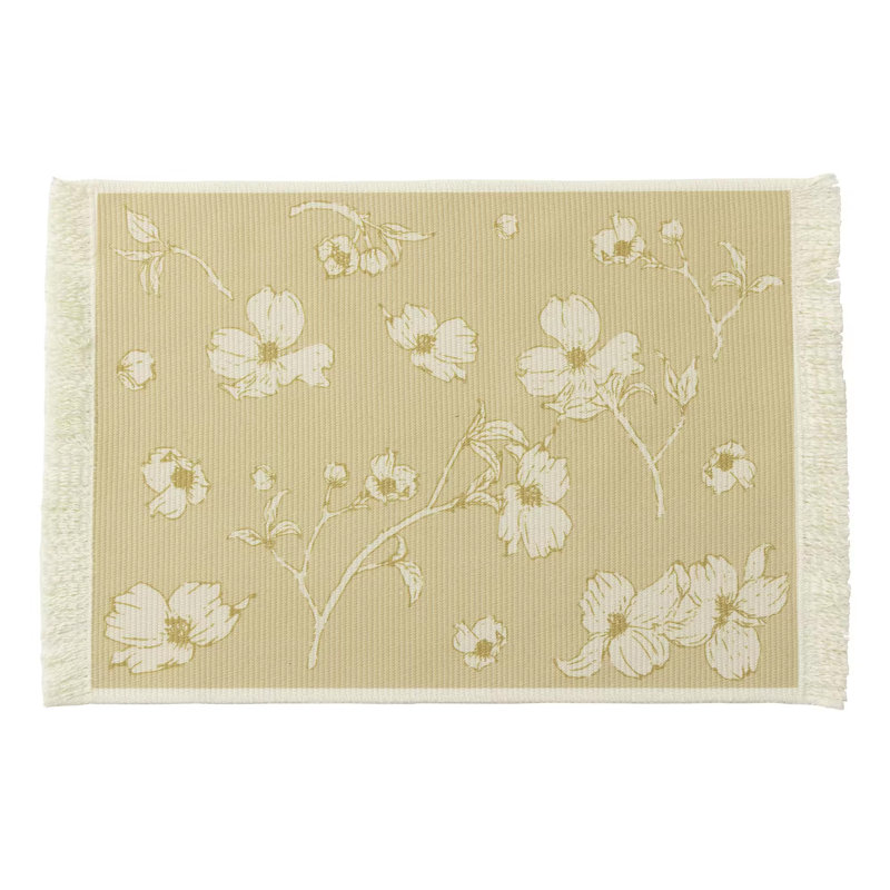 Luftar Polyester Blend Floral Rectangle Placemat, Yellow