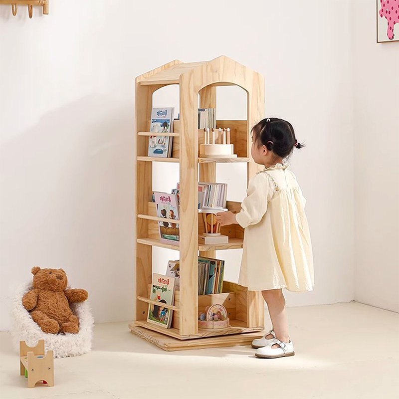 Bibliothèque rotative Burlywood, (3 tablettes) H 47,24 po x l 19,69 po x P 19,69 po