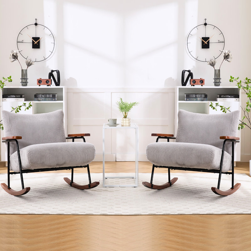Chaise avec accoudoirs à bascule en métal gris, pour le salon