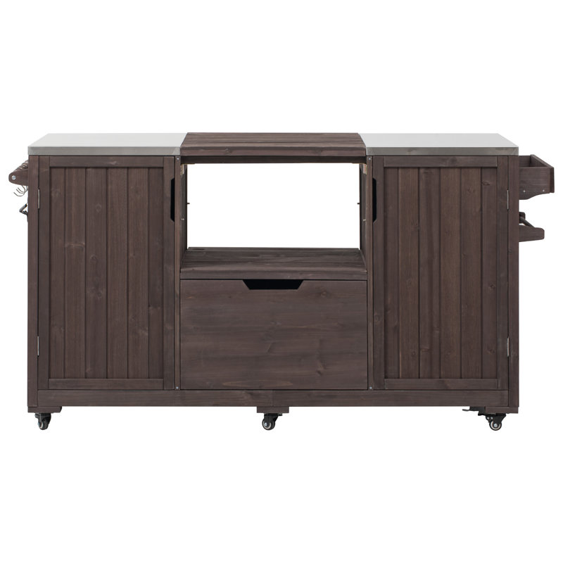 Îlot de cuisine d'extérieur 66,5 po K&K, Brun