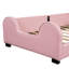 Lit plateforme tapissier simple rose avec garde-corps - look moderne, tête de lit stylée remplie de mousse