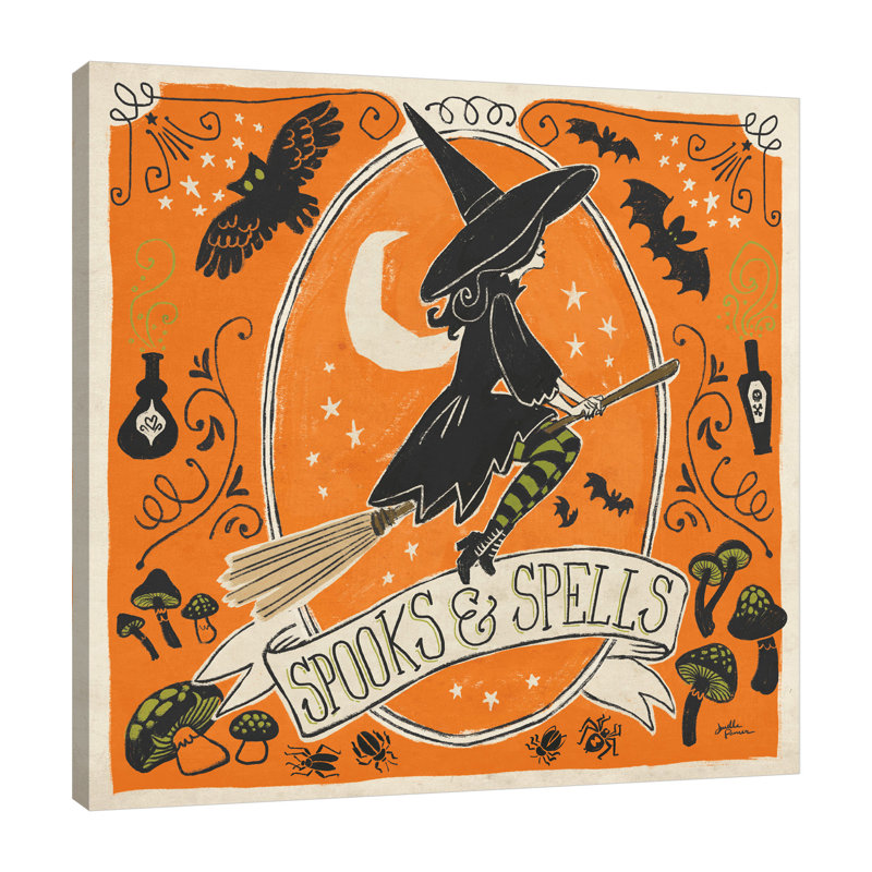 "Stay Creepy II Orange", toile tendue par Janelle Penner, H 18 po x l 18 po x P 1,5 po