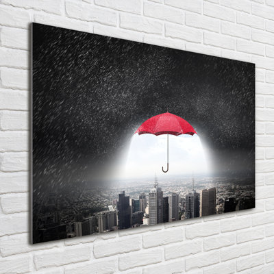 Umbrella over the city 1 Piece Wall Art on Glass