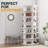 Wood Rotating Shoe Rack Tower 7 Tier Organizer, Vertical Spinning Shoe Display Lazy Susan, Revolving 360 White Shoe Rack Storage