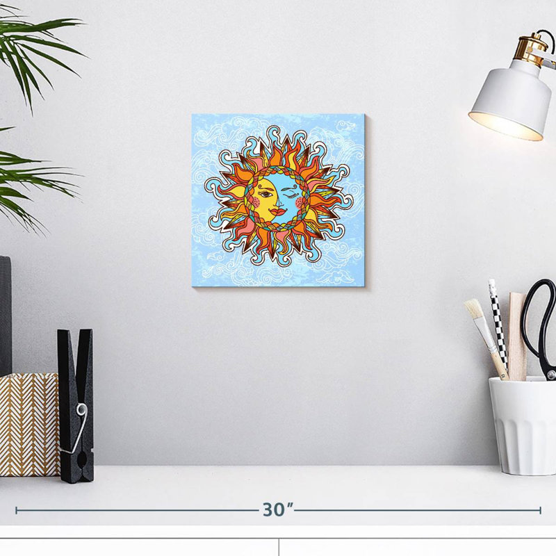 Oberle Cartoon Boho Sun And Moon, 10" H x 10" W