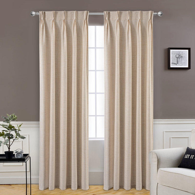 Schimmel Polyester Semi-Sheer Curtain, 50" W x 96" L, Beige