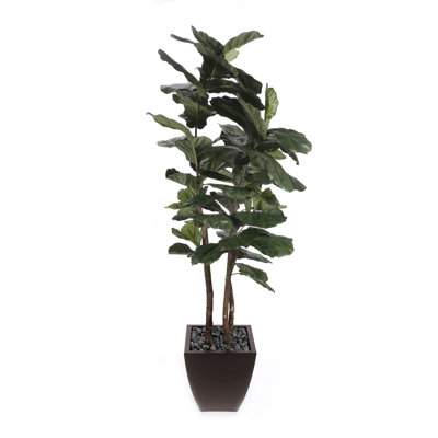 Faux Fiddle Leaf Fig Tree in Metal Planter