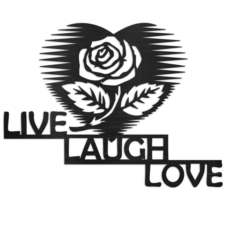 Art mural Live Laugh Love avec feuilles et cœur - bouleau baltique naturel, H 32 po x l 24 po x P 0,25 po