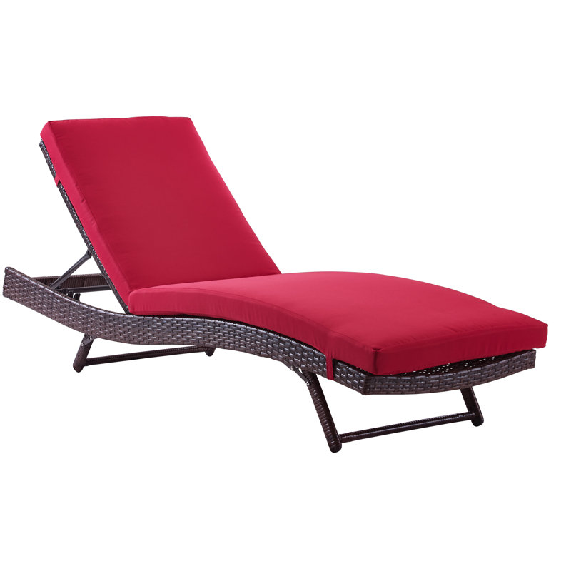 Chaise longue inclinable avec coussin Prudence, rouge