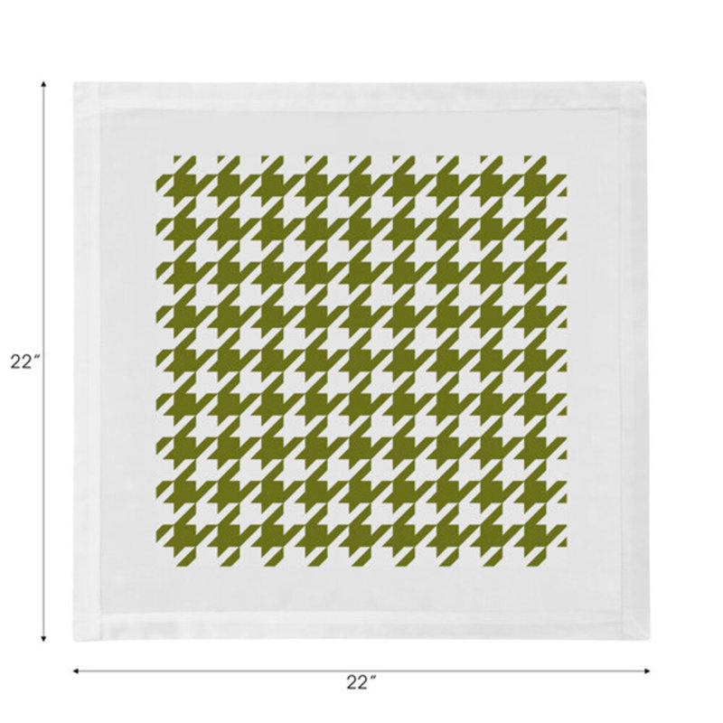 Serviettes de table en satin de coton Houndstooth, Vert / Blanc