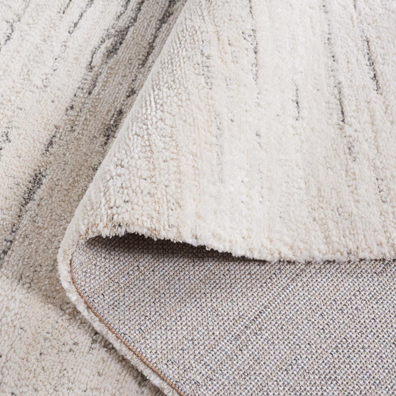 Allycia Machine Woven Ivory/Grey Rug, Rectangle 91 x 152cm