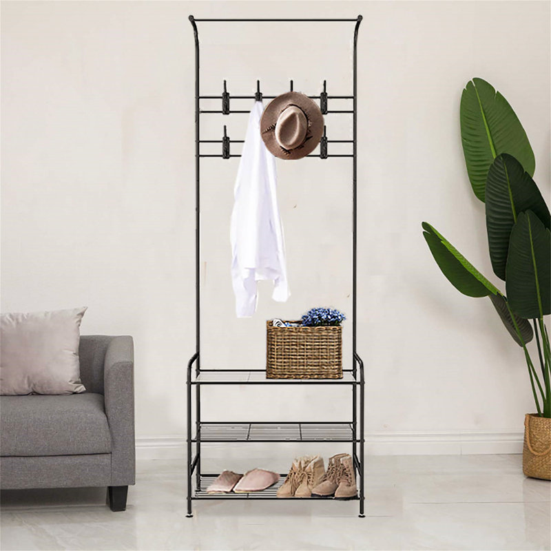 Iron Freestanding 8 - Hook Coat Rack, Black