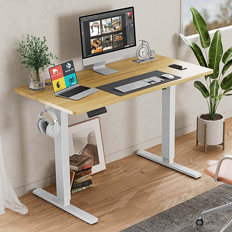 Bureau debout à hauteur ajustable Marther, H 28 po x l 48 po x P 24 po, Naturel/noir