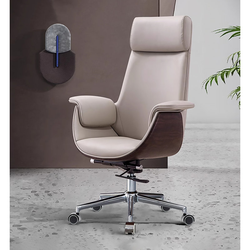 Height-Adjustable Leather High-Back Office Chair