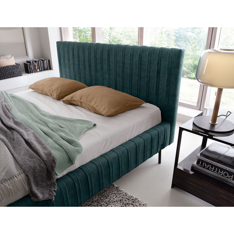 Molette Upholstered Bed, Dark Green, European Double (140 x 200cm)