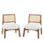 [Ensemble de 2] Méridienne beige moderne avec dossier tissé, structure en bois robuste, sièges d'appoint minimalistes et élégants pour le salon, la chambre à coucher ou le bureau