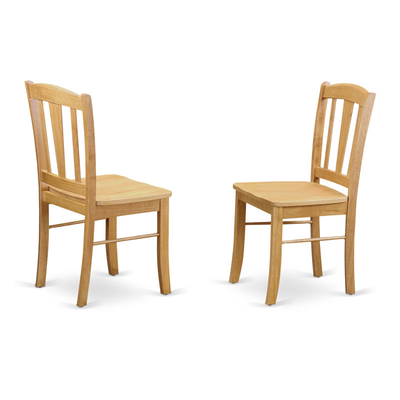 Dublin Dining Chairs - Slat Back Wooden Seat Chairs, Set of 2, Oak, Oak