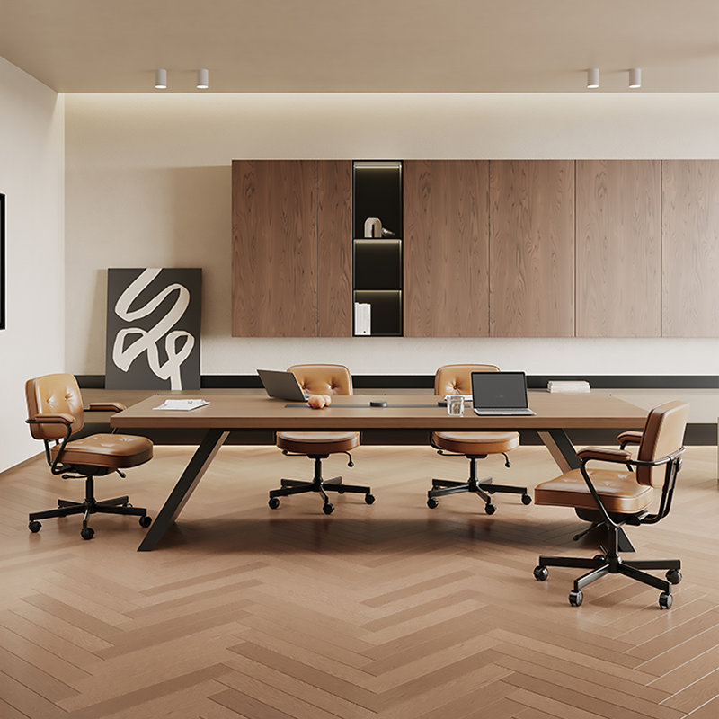 Table de conférence 94,49 po en bois massif brun minimaliste italien