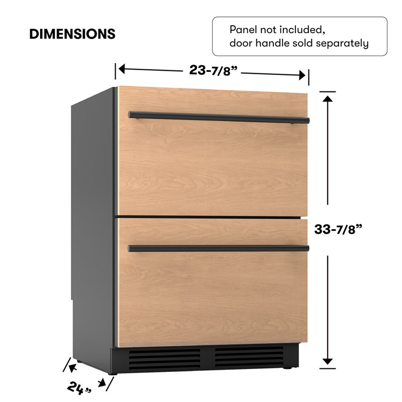 Zephyr Presrv 24" Built-In Dual Zone Panel Ready Refrigerator Drawers