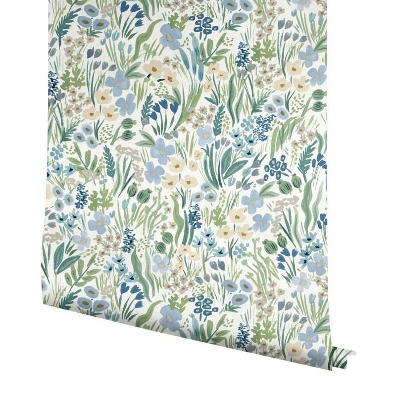 Lea Peel & Stick Wallpaper, Indigo/White/Pink